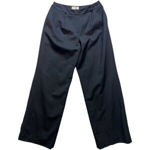 Talbots Women's Wool Pleated Dress Pants Wide Leg Stretch Size 4 Petites Black